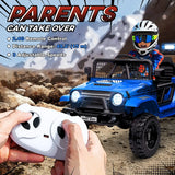 AIYAPLAY 12V Battery Powered Kids Ride-On Car, Electric Truck w/ Spring Suspension, Remote, Music, Horn, Lights, Blue