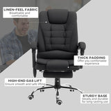 Vinsetto Office Chair with 6 Point Massage and Back Heat, Microfibre Desk Chair with Footrest Adjustable Height and Swivel Wheels, Back Reclining, Full Black