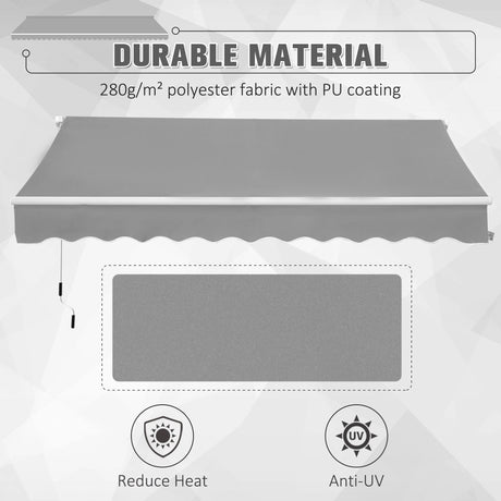 Outsunny Awning Canopy Manual Retractable Porch Sun Shade Shelter 3 x 2m Light Grey