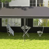 Outsunny 2.95 x 5.83 m Semi-Open Gazebo - Dark Grey