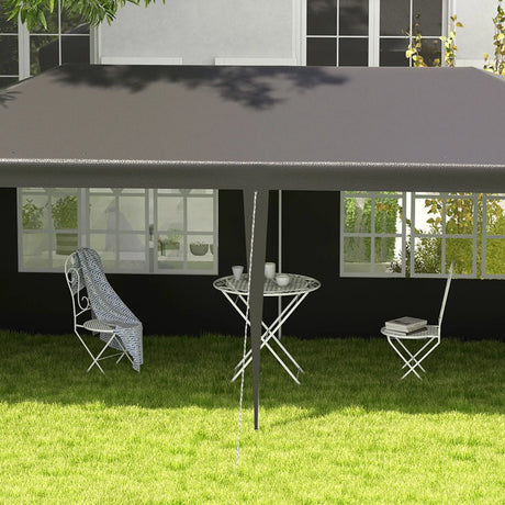 Outsunny 2.95 x 5.83 m Semi-Open Gazebo - Dark Grey