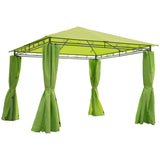 Outsunny 3 x 3(m) Garden Gazebo, Outdoor Gazebo Canopy Shelter with Curtains and Steel Frame for Lawn, Yard and Deck, Green