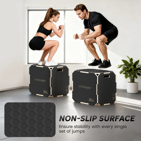 SPORTNOW Non-Slip Plyo Box, Corner-free Wooden Jump Box, 40.5 x 61 x 51 cm