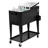 76 litre Outdoor Ice Chest Cooler Trolley-Black