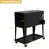 76 litre Outdoor Ice Chest Cooler Trolley-Black