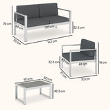 Outsunny 4 Seater Garden Furniture Set, Extra Wide Deep Garden Sofa Set with Olefin Cushions, Brushed Aluminium Frame, Dark Grey