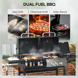 Outsunny Dual Fuel BBQ Grill - Black