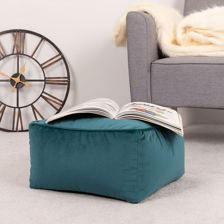 Amara Velvet Footstool - Teal