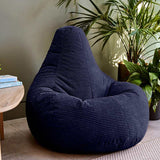 Dalton Cord High Back Bean Bag Recliner - Navy Blue | Set of 2