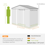 Outsunny 7ft x 4ft Lockable Garden Metal Storage Shed Storage Roofed Tool Metal Shed w/ Air Vents Steel Grey
