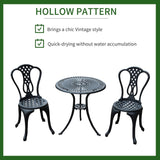 Outsunny 3 Piece Patio Cast Aluminium Bistro Set Garden Outdoor Furniture Table and Chairs Shabby Chic Style