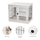 PawHut Dog Crate, Furniture Style Puppy Cage End Table, Pet Kennel House with 3 Doors for Small Dog, White 81 x 58.5 x 66 cm