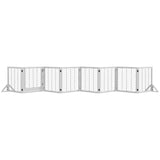 PawHut 8 Panels Foldable Pet Gate with Support Feet, for House, Doorway, Stairs, Small and Medium Dogs - White