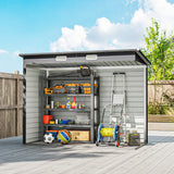 Outsunny 3.7 x 7.9ft Galvanised Steel Shed, with Latched Door and Padlock - Grey