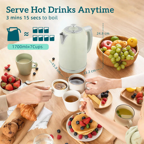 HOMCOM Polished Retro 40-100C Kettle and Toaster Set - Grey