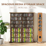 HOMCOM 16-Compartment Media Shelf - Rustic Brown