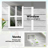 Outsunny 6 x 5ft Garden Shed, Plastic Shed with Floor, Window, Lockable Doors and Vents, Wood Effect Resin Tool Shed for Outdoor Patio, Light Grey