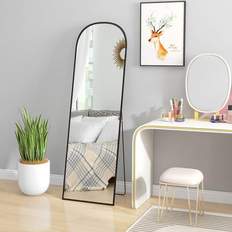 HOMCOM 162cm Aluminium Frame Standing Mirror - Black