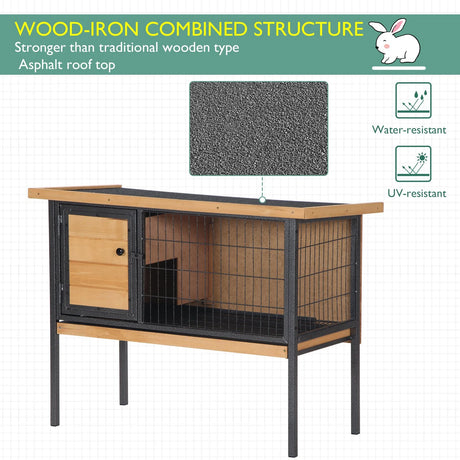 PawHut Wooden Guinea Pigs Hutches Elevated Pet House Bunny with Slide-Out Tray Outdoor Natural