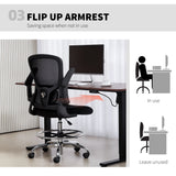 HOMCOM Draughtsman Chair, with Adjustable Lumbar - Black