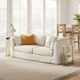 HOMCOM Narrow Side Table, End Table with Magazine Holder, Nightstand for Small Spaces, Living Room, Bedroom, White Marble Grain