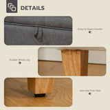 HOMCOM 16L Linen Storage Ottoman Padded Footstool with Rubberwood Legs for Storage Box, Bed End, Shoe Bench, Seating, Charcoal Grey