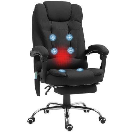 Vinsetto Heated 6 Points Vibration Massage Executive Office Chair Adjustable Swivel Ergonomic High Back Desk Chair Recliner with Footrest Full Black