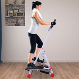 HOMCOM Stepper w/ Handle Hand Grip Workout Fitness Machine For Fitness Aerobic Exercise Home Gym Red