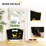PawHut Wooden Dog Stopper, Dog Barrier with Support Feet, for Stair, Patio, Very Easy Setup, Black, 75 x 51 cm