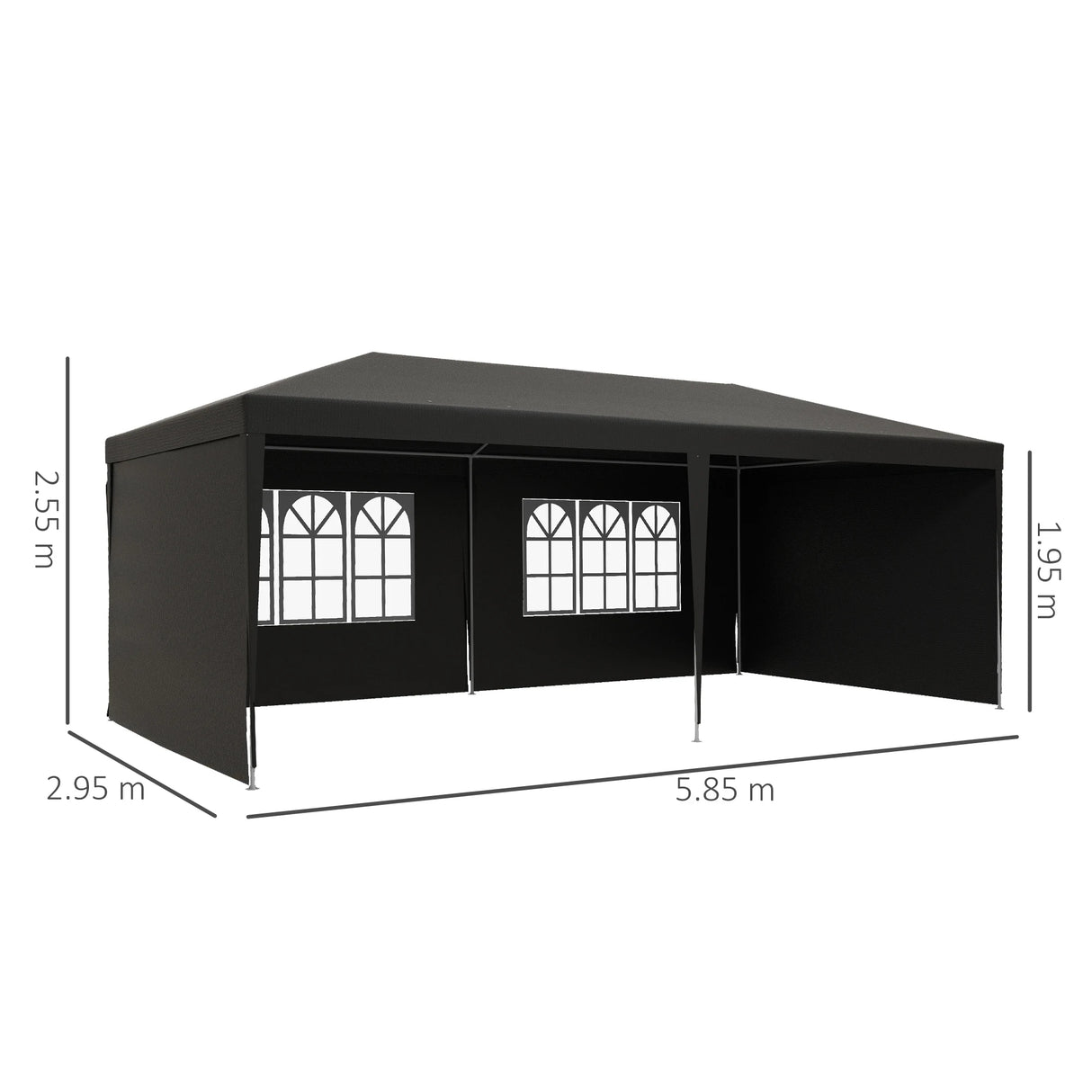 Outsunny 2.95 x 5.83 m Semi-Open Gazebo - Dark Grey