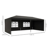 Outsunny 2.95 x 5.83 m Semi-Open Gazebo - Dark Grey