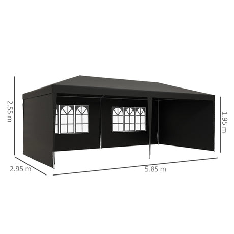 Outsunny 2.95 x 5.83 m Semi-Open Gazebo - Dark Grey