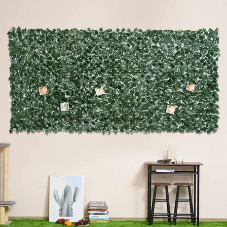 Outsunny 1-Piece Artificial Leaf Hedge Screen Privacy Fence Panel for Garden Outdoor Indoor Decor, Dark Green, 3M x 1.5M