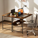 HOMCOM 2-Tier Computer Desk, 100 x 60 cm, Rustic Brown