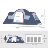 Outsunny Fibreglass & Steel Frame 5/6 Person Lightweight Camping Tent Blue