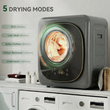 HOMCOM 4kg Vented Tumble Dryer with 5 Drying Mode, 800W Compact Freestanding Front Tumble Dryer Grey