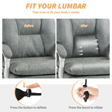 HOMCOM Faux Leather Office Chair, with Inflatable Lumbar - Grey