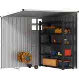 Outsunny 4 x 6ft Garden Metal Shed, Outdoor Storage Shed with Window, 2 Vents and Lockable Door for Garden, Patio, Dark Grey