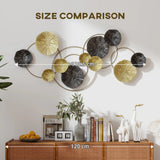 HOMCOM Metal Wall Art, Modern Hanging Wall Decor with Multi-Disc Design for Living Room