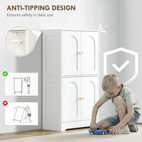 HOMCOM 4-Door Kitchen Storage Cabinet with Adjustable Shelves - White