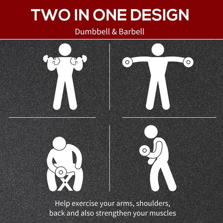 HOMCOM 25kg 2 IN 1 Adjustable Dumbbells Weight Set, Dumbbell Hand Weight Barbell for Body Fitness, Lifting Training for Home, Office, Gym, Black