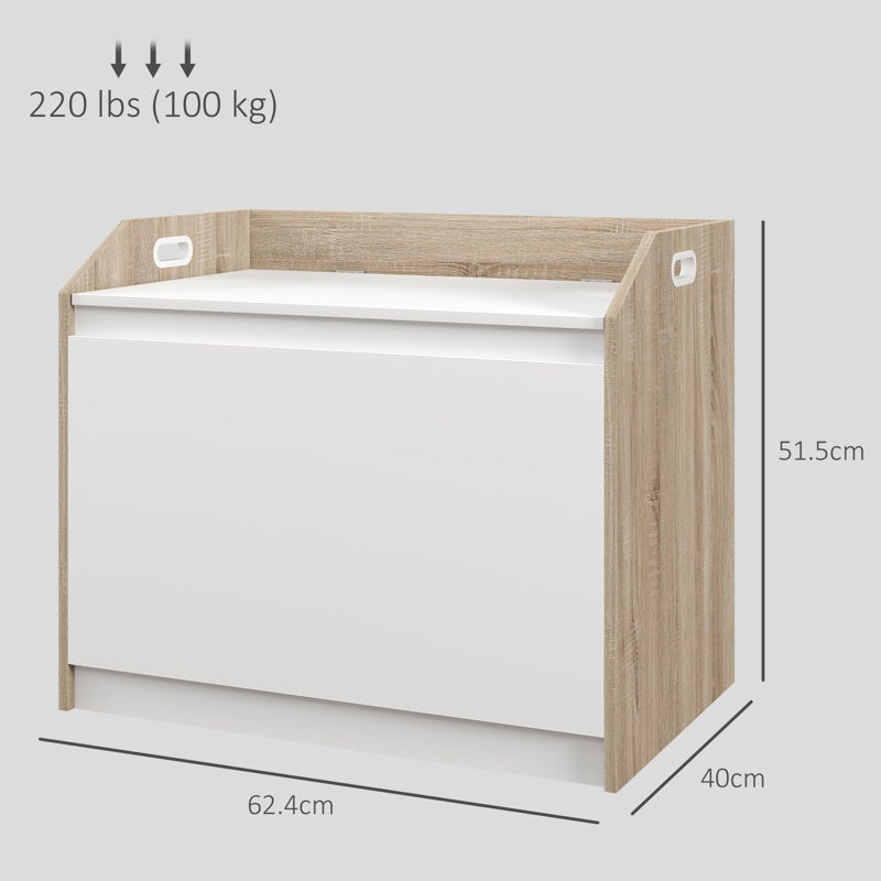 HOMCOM 60 x 35.5cm Storage Ottoman Box, with Top Seat - White