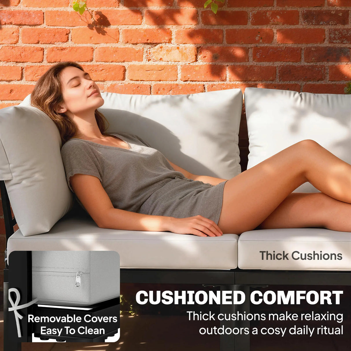 Outsunny Garden Furniture Set, 6 Piece Corner Sofa Set with Loveseat, Coffee Table, Sofa with Integrated Side Table