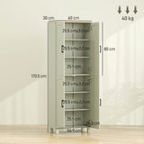 HOMCOM Freestanding Kitchen Cupboard, 4-Door Storage Cabinet with Adjustable Shelves, Modern Kitchen Pantry, 170cm, Green