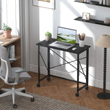 HOMCOM 80 cm Folding Desk on Wheels - Black
