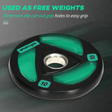 SPORTNOW Two 10kg Olympic Weight Plates, Tri-Grip Rubber-Coated Barbell Weights, with 5cm Holes, for Home, Gym, Office