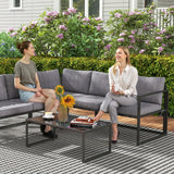 Outsunny Three-Piece L Shaped Garden Furniture Set with Cushions - Grey