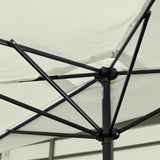 Outsunny 2.3m Half Parasol Semi Round Umbrella Patio Metal Frame Crank Handle for Balcony-- NO BASE INCLUDED, Off-White