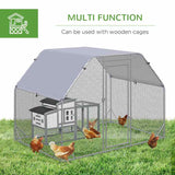 PawHut Walk in Chicken Run Chicken Coop Hen House Outdoor with Roof for 4-6 Chickens, 280 x 190 x 195cm