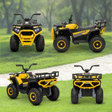 AIYAPLAY 12V Kids Electric Ride on ATV, Battery Powered Quad Bike w/ Spring Suspension, Forward Backward, Storage Basket - Yellow